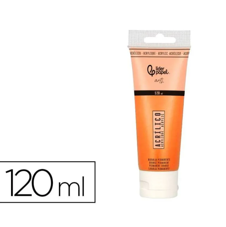 PINTURA ACRILICA LIDERPAPEL TUBO DE PLASTICO DE 120 ML COLOR NARANJA PERMANENTE