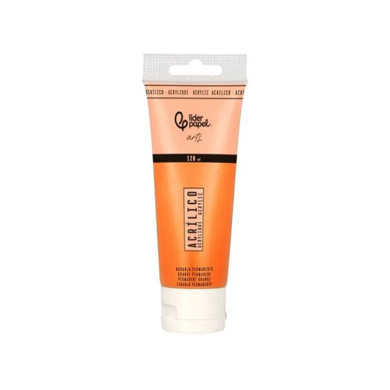 PINTURA ACRILICA LIDERPAPEL TUBO DE PLASTICO DE 120 ML COLOR NARANJA PERMANENTE