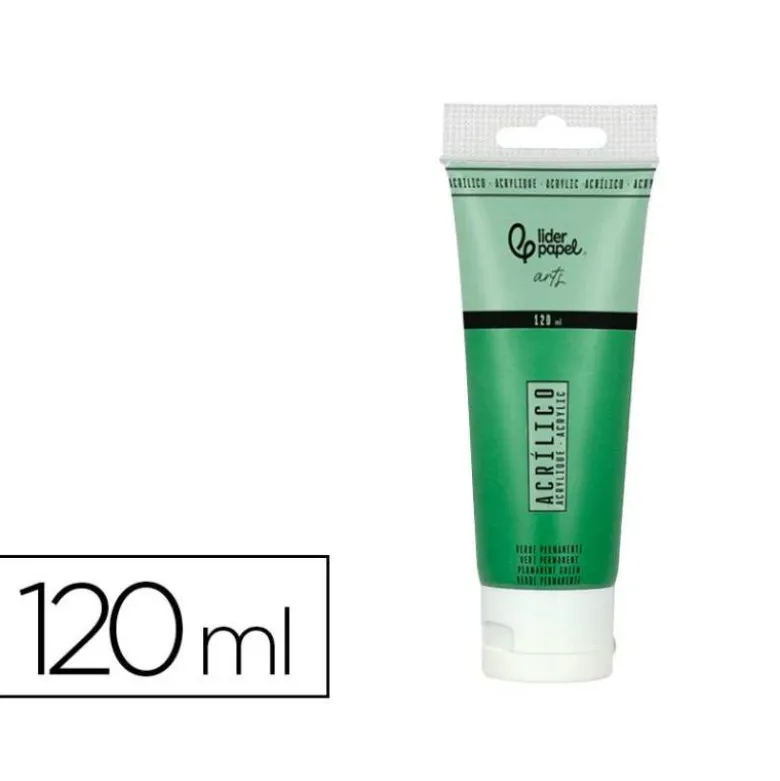 PINTURA ACRILICA LIDERPAPEL TUBO DE PLASTICO DE 120 ML COLOR VERDE PERMANENTE
