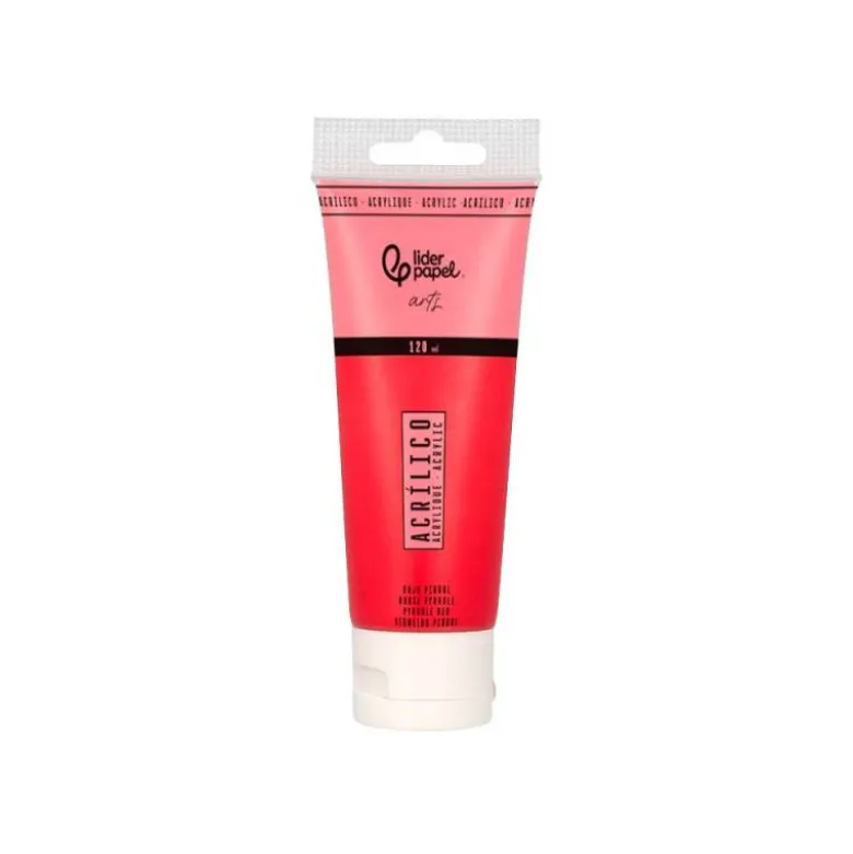 PINTURA ACRILICA LIDERPAPEL TUBO DE PLASTICO DE 120 ML COLOR ROJO PIRROL