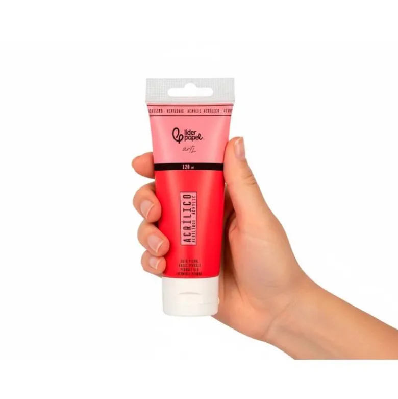 PINTURA ACRILICA LIDERPAPEL TUBO DE PLASTICO DE 120 ML COLOR ROJO PIRROL