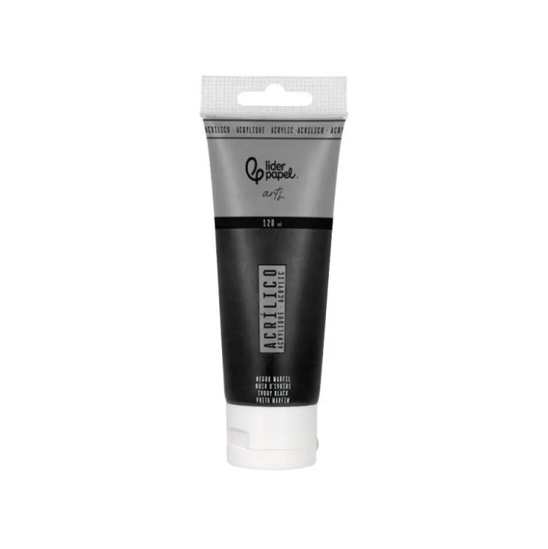 PINTURA ACRILICA LIDERPAPEL TUBO DE PLASTICO DE 120 ML COLOR NEGRO MARFIL