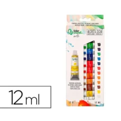 PINTURA ACRILICA LIDERPAPEL CAJA DE 12 TUBOS DE ALUMINIO DE 12 ML COLORES SURTIDOS
