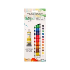 PINTURA ACRILICA LIDERPAPEL CAJA DE 12 TUBOS DE ALUMINIO DE 12 ML COLORES SURTIDOS