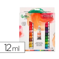 PINTURA ACRILICA LIDERPAPEL CAJA DE 24 TUBOS DE ALUMINIO DE 12 ML COLORES SURTIDOS