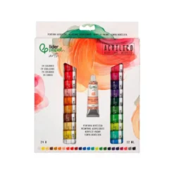PINTURA ACRILICA LIDERPAPEL CAJA DE 24 TUBOS DE ALUMINIO DE 12 ML COLORES SURTIDOS