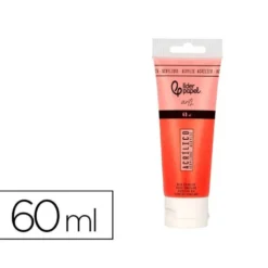 PINTURA ACRILICA LIDERPAPEL TUBO DE PLASTICO DE 60 ML COLOR ROJO BERMELLON