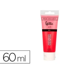 PINTURA ACRILICA LIDERPAPEL TUBO DE PLASTICO DE 60 ML COLOR ROJO PIRROL