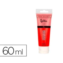 PINTURA ACRILICA LIDERPAPEL TUBO DE PLASTICO DE 60 ML COLOR ROJO CARMIN