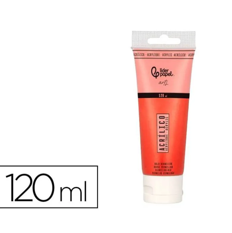 PINTURA ACRILICA LIDERPAPEL TUBO DE PLASTICO DE 120 ML COLOR ROJO BERMELLON