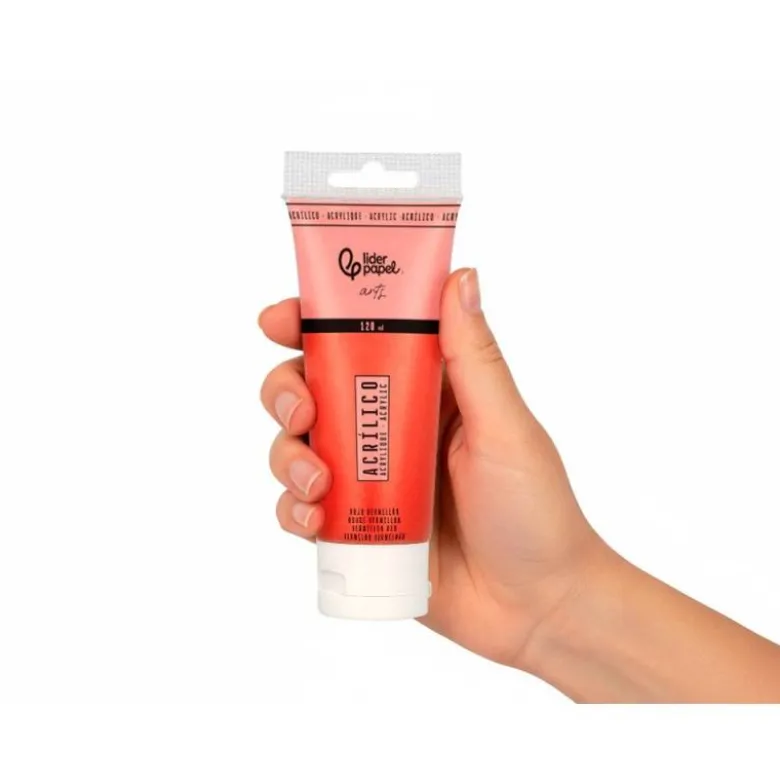 PINTURA ACRILICA LIDERPAPEL TUBO DE PLASTICO DE 120 ML COLOR ROJO BERMELLON