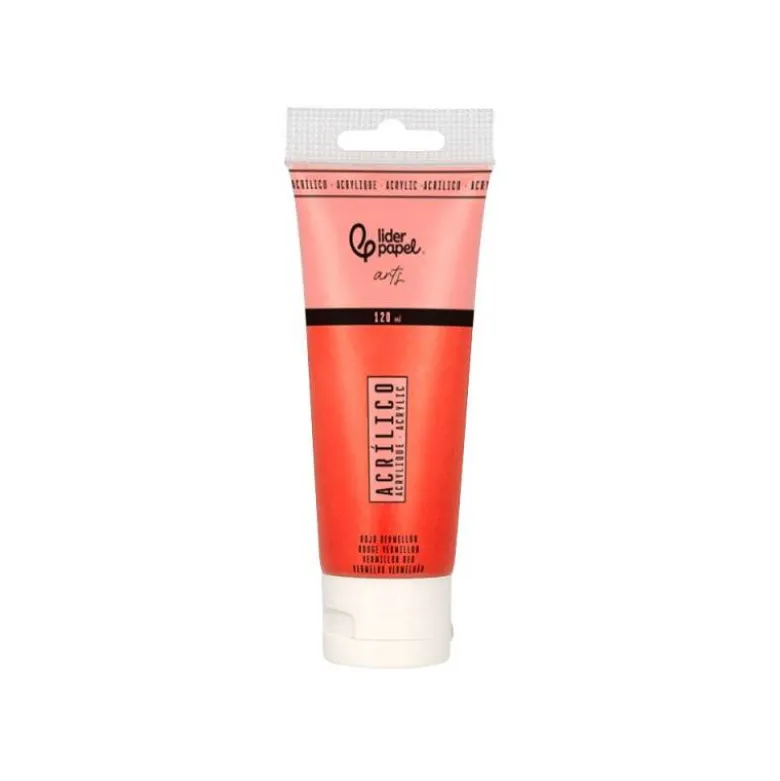 PINTURA ACRILICA LIDERPAPEL TUBO DE PLASTICO DE 120 ML COLOR ROJO BERMELLON