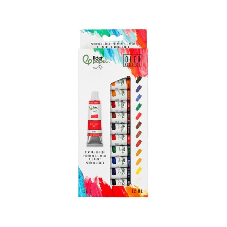 PINTURA AL OLEO LIDERPAPEL CAJA DE 12 TUBOS DE ALUMINIO DE 12 ML COLORES SURTIDOS