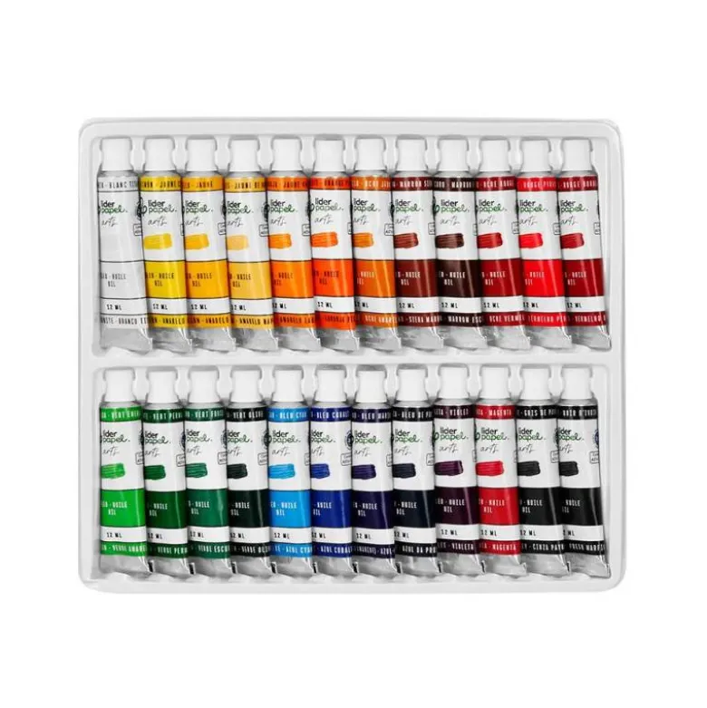 PINTURA AL OLEO LIDERPAPEL CAJA DE 24 TUBOS DE ALUMINIO DE 12 ML COLORES SURTIDOS