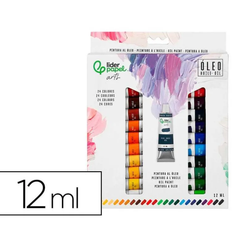 PINTURA AL OLEO LIDERPAPEL CAJA DE 24 TUBOS DE ALUMINIO DE 12 ML COLORES SURTIDOS