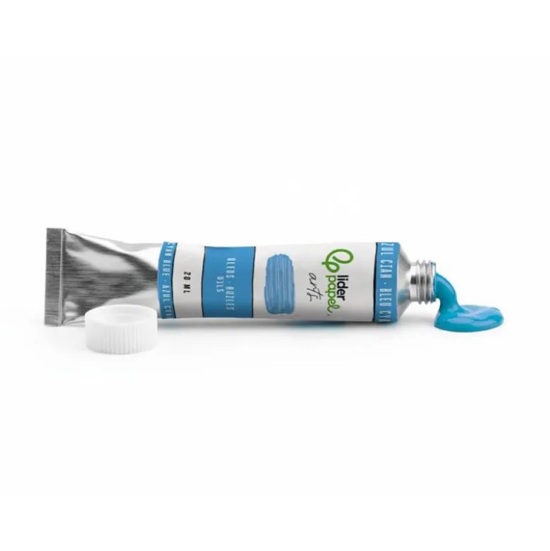 PINTURA AL OLEO LIDERPAPEL TUBO DE ALUMINIO DE 20 ML COLOR AZUL CIAN