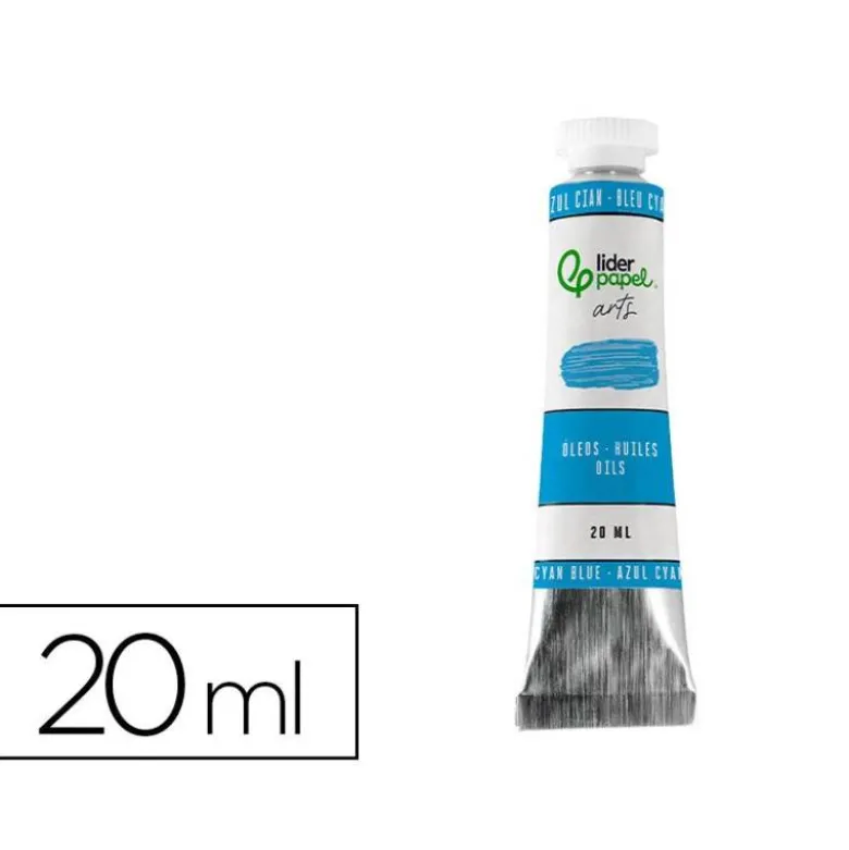 PINTURA AL OLEO LIDERPAPEL TUBO DE ALUMINIO DE 20 ML COLOR AZUL CIAN
