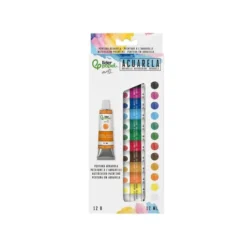 PINTURA DE ACUARELA LIDERPAPEL CAJA DE 12 TUBOS DE ALUMINIO DE 12 ML COLORES SURTIDOS