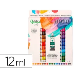 PINTURA DE ACUARELA LIDERPAPEL CAJA DE 24 TUBOS DE ALUMINIO DE 12 ML COLORES SURTIDOS