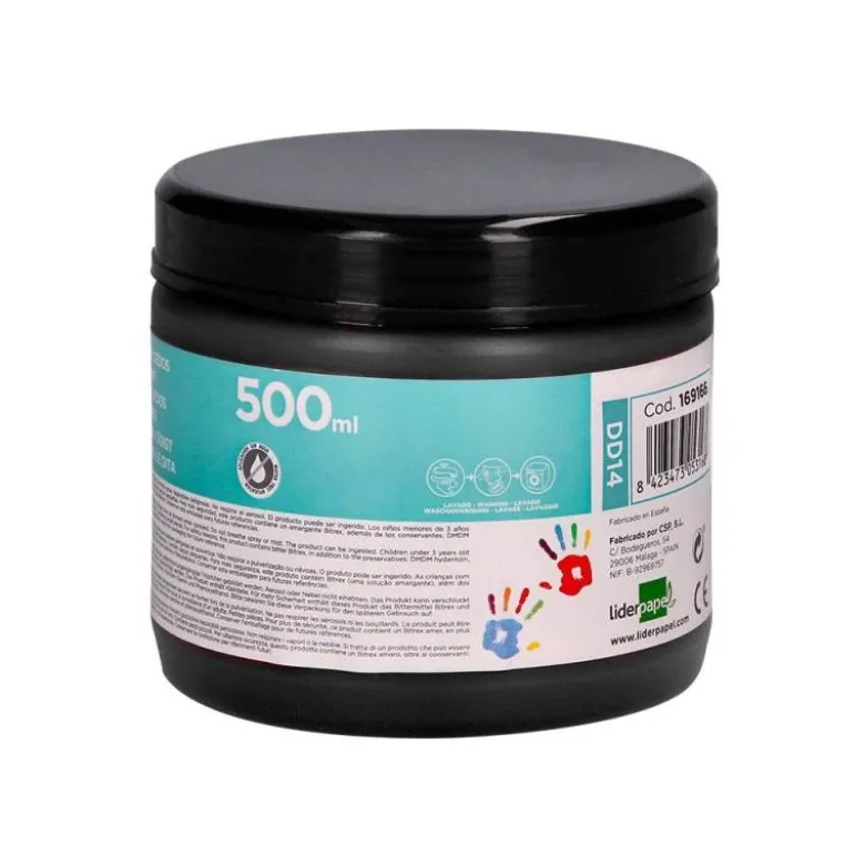 PINTURA DEDOS LIDERPAPEL TARRINA DE 500 CC NEGRO