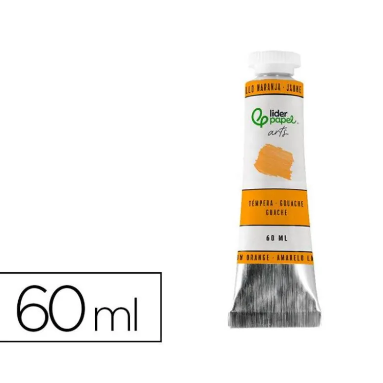 PINTURA GOUACHE/TEMPERA LIDERPAPEL TUBO DE ALUMINIO DE 60 ML COLOR AMARILLO NARANJA