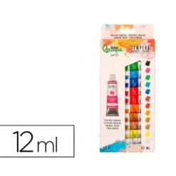 PINTURA GOUACHE/TEMPERA LIDERPAPEL CAJA DE 12 TUBOS DE ALUMINIO DE 12 ML COLORES SURTIDOS