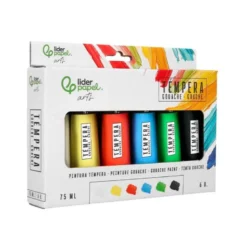 PINTURA GOUACHE/TEMPERA LIDERPAPEL CAJA DE 6 TUBOS DE PLASTICO DE 75 ML COLORES SURTIDOS