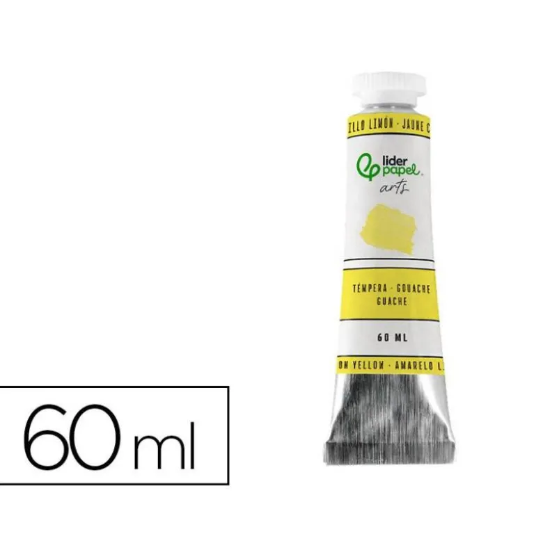 PINTURA GOUACHE/TEMPERA LIDERPAPEL TUBO DE ALUMINIO DE 60 ML COLOR AMARILLO LIMON