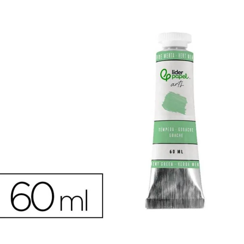 PINTURA GOUACHE/TEMPERA LIDERPAPEL TUBO DE ALUMINIO DE 60 ML COLOR VERDE MENTA