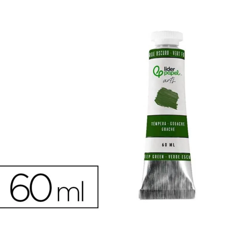 PINTURA GOUACHE/TEMPERA LIDERPAPEL TUBO DE ALUMINIO DE 60 ML COLOR VERDE OSCURO
