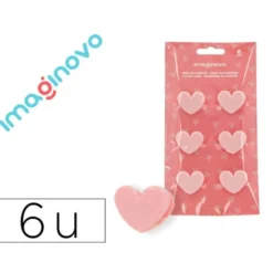 PINZA DE PLASTICO IMAGINOVO CORAZONES 45X40X30MM EN BLISTER DE 6 UNIDADES