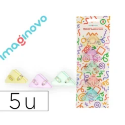 PINZA DE PLASTICO IMAGINOVO 45X40X30MM EN BLISTER DE 5 UNIDADES COLORES PASTELES