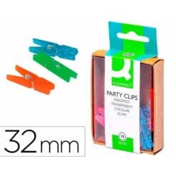 Pinza fantasia q-connect 32 mm caja de 10 unidades colores surtidos
