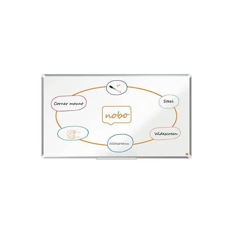 PIZARRA BLANCA NOBO PREMIUM PLUS ACERO LACADO FORMATO PANORAMICO 55" MAGNETICA 1220X690 MM