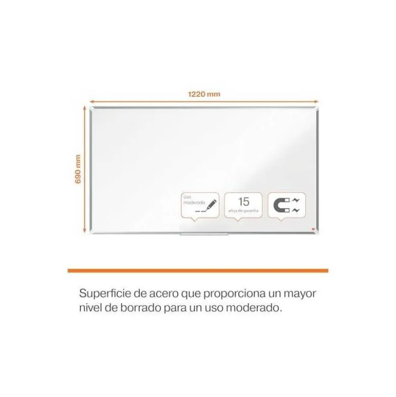 PIZARRA BLANCA NOBO PREMIUM PLUS ACERO LACADO FORMATO PANORAMICO 55" MAGNETICA 1220X690 MM