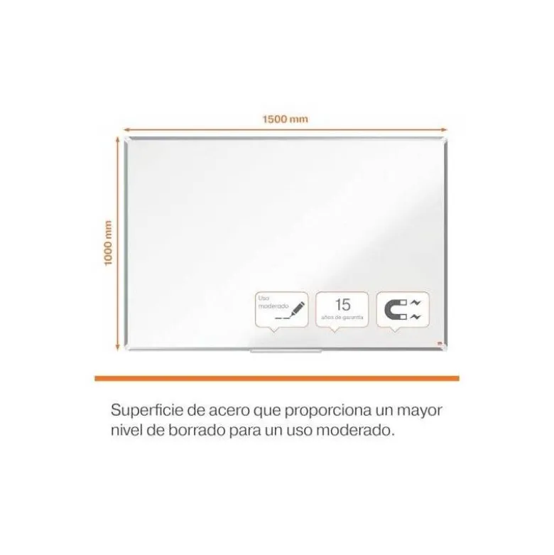 PIZARRA BLANCA NOBO PREMIUM PLUS ACERO LACADO MAGNETICA 1500X1000 MM