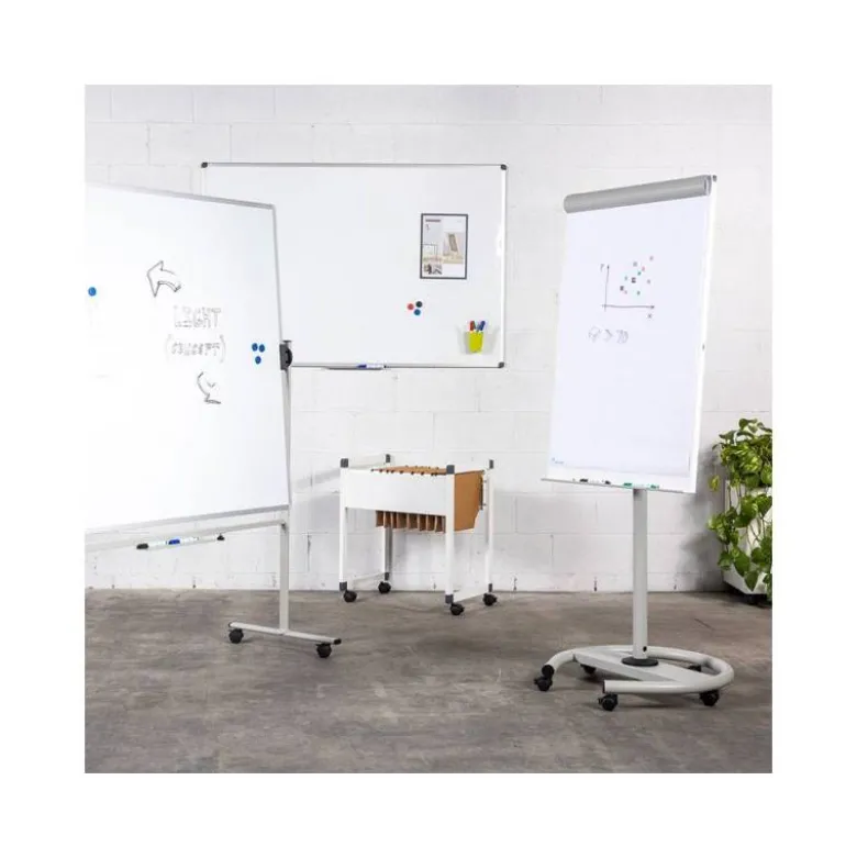 PIZARRA BLANCA ROCADA LACADA MAGNETICA MARCO ALUMINIO CON CANTONERAS 90X120 CM