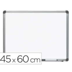 PIZARRA BLANCA ROCADA LACADA MAGNETICA MARCO ALUMINIO CON CANTONERAS 45X60 CM