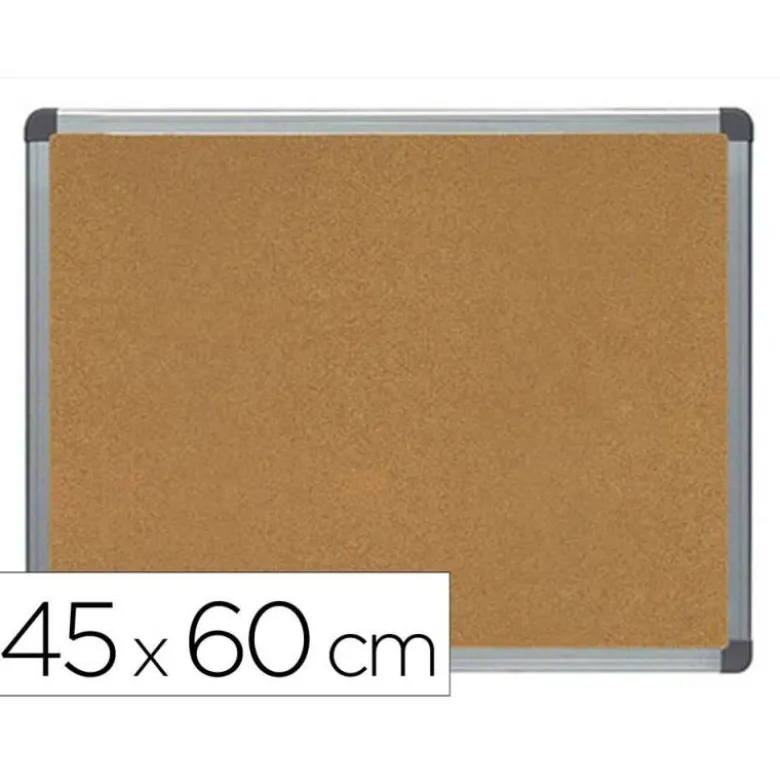PIZARRA CORCHO ROCADA MARCO ALUMINIO CON CANTONERAS 45X60 CM