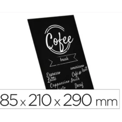 PIZARRA DE SOBREMESA ARCHIVO 2000 EN FORMA DE L A4 VERTICAL METACRILATO NEGRO 100% RECICLABLE 85X210X290 MM
