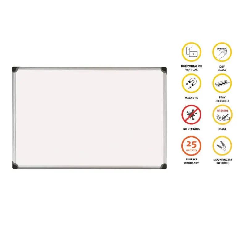 Pizarra Blanca Vitrificada Magnetica con marco de aluminio 90x60 Bi-Office