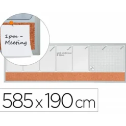 PLANIFICADOR SEMANAL NOBO MAGNETICO + TABLERO CORCHO HORIZONTAL CON MARCO DE ALUMINIO 585X190 MM