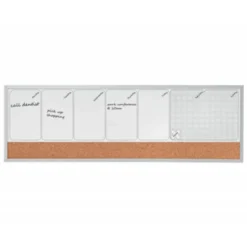 PLANIFICADOR SEMANAL NOBO MAGNETICO + TABLERO CORCHO HORIZONTAL CON MARCO DE ALUMINIO 585X190 MM