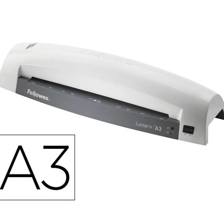 PLASTIFICADORA FELLOWES LUNAR A3 2 RODILLOS SISTEMA ANTIATASCOS HASTA 125 MICRAS COLOR BLANCO