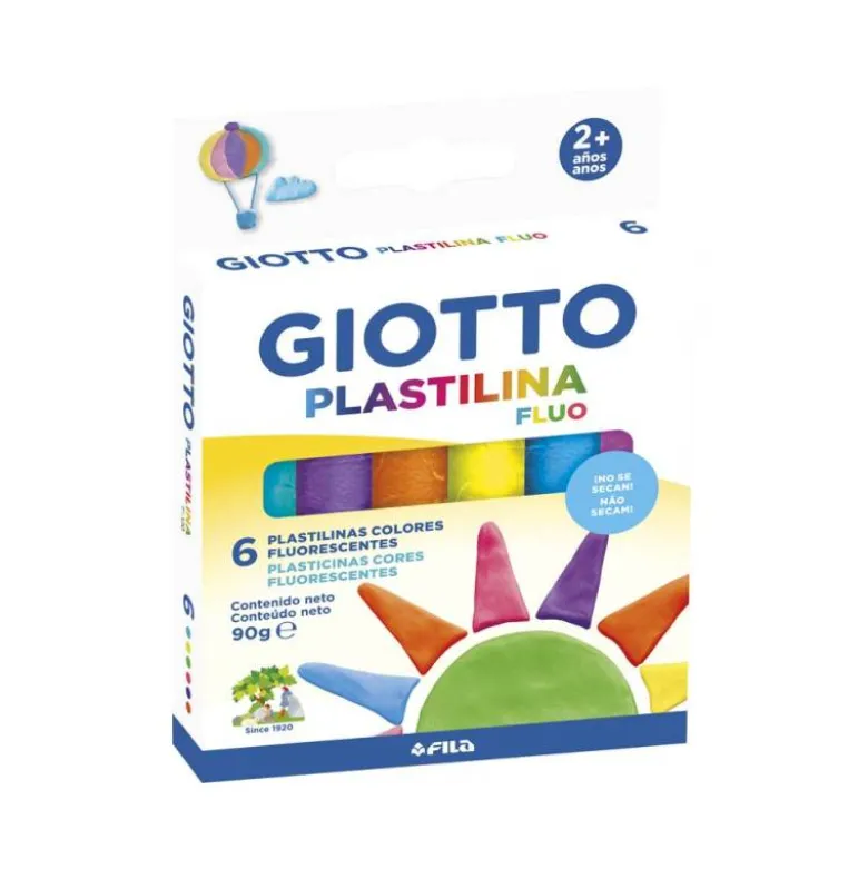 PLASTILINA GIOTTO FLUOR CAJA DE 6 UNIDADES COLORES SURTIDOS