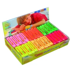 Plastilina Jovi Fluorescentes pequeñas colores surtidos Caja de 30 unidades 50 gr