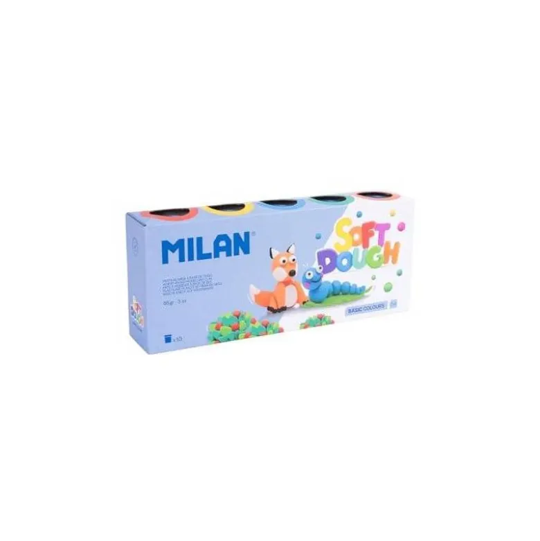 PLASTILINA MILAN SOFT DOUGH BASIC CAJA DE 10 BOTES COLORES SURTIDOS 85 G