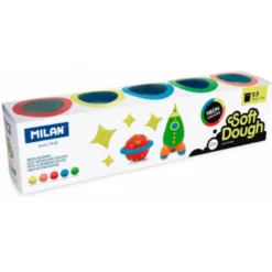 PLASTILINA MILAN SOFT DOUGH NEON CAJA DE 5 BOTES COLORES SURTIDOS 142 GR