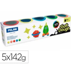 PLASTILINA MILAN SOFT DOUGH NEON CAJA DE 5 BOTES COLORES SURTIDOS 142 GR