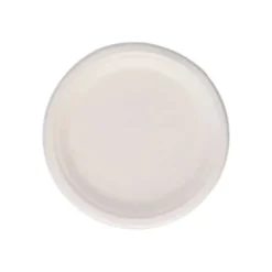 PLATO FIBRA CAÑA AZUCAR BUNZL BIODEGRADABLE 22 CM DIAMETRO APTO ALIMENTOS FRIOS Y CALIENTES COLOR BLANCO